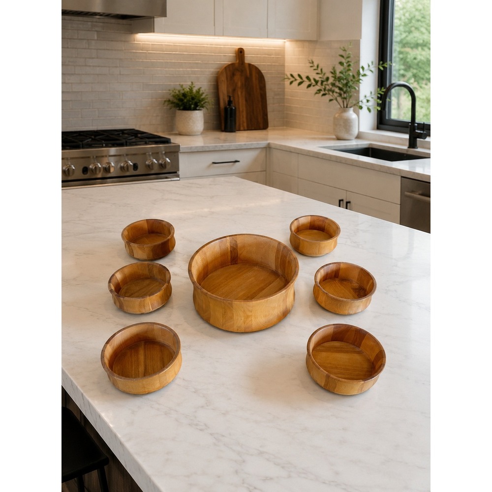 Williams Sonoma John McLeod Designs 90s Wood Salad Bowl Set 7pc Vermont Made